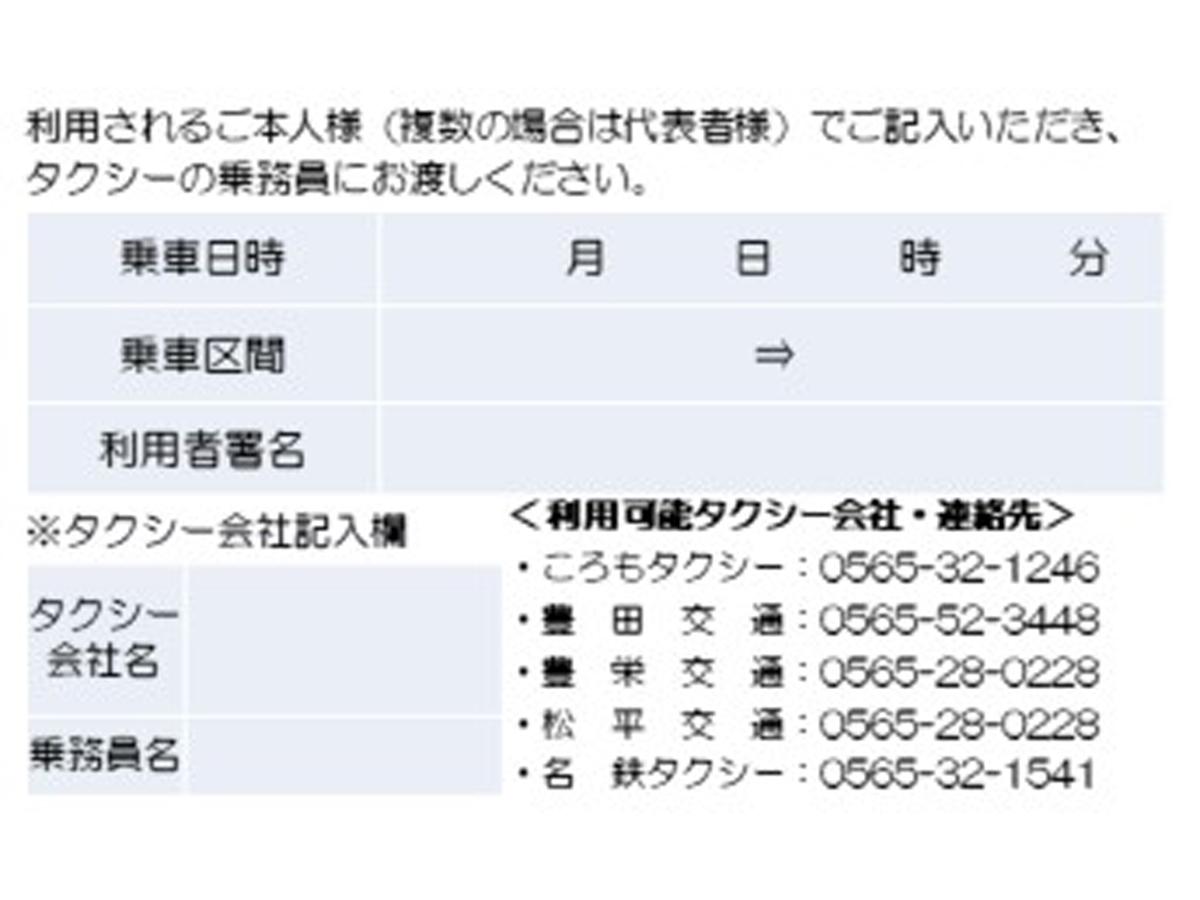 ジブリパークに行くなら「となりのとよた」　タクシー割引チケット